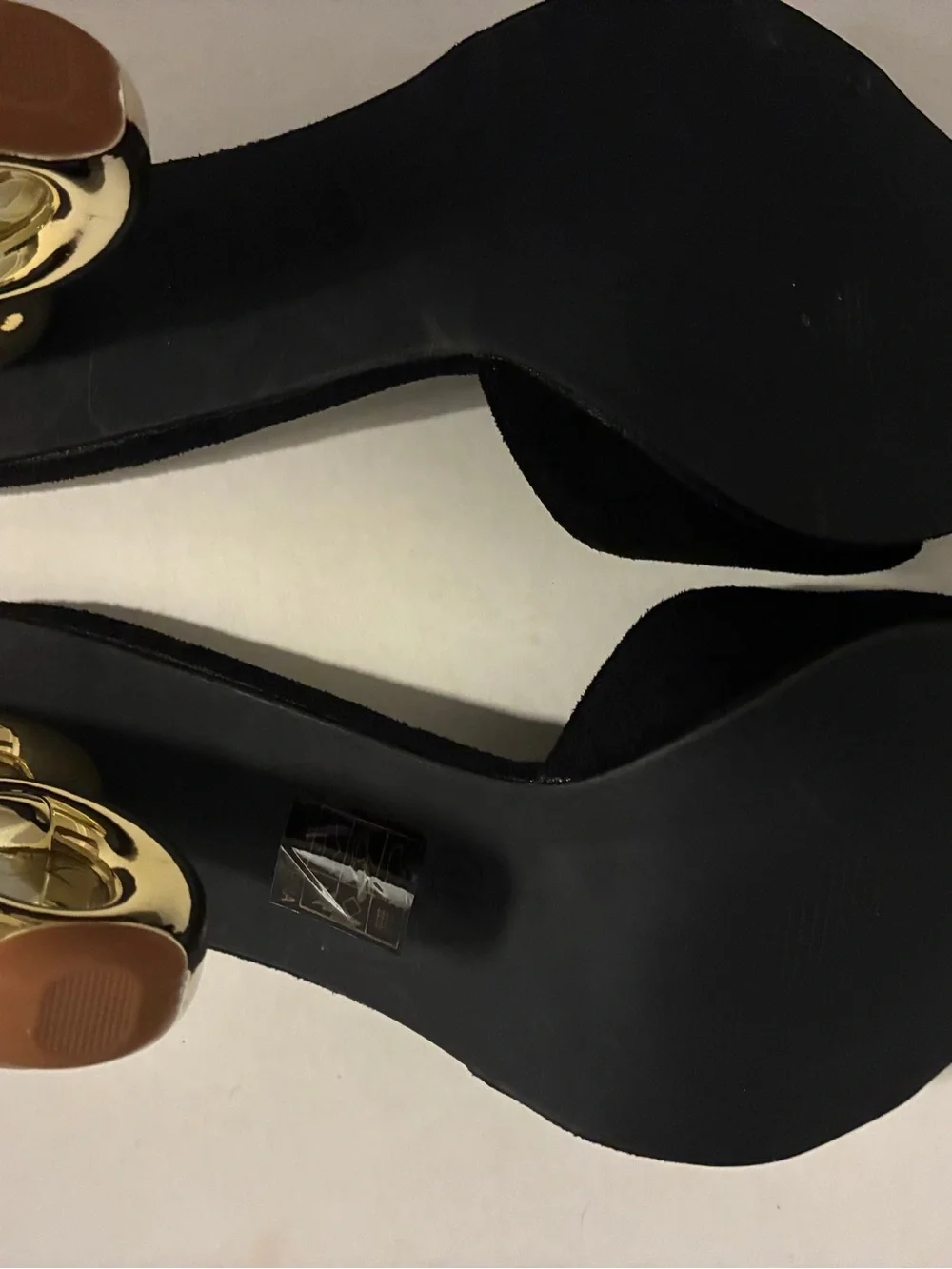 Black Women's Dress Heels with Gold Loop Heel